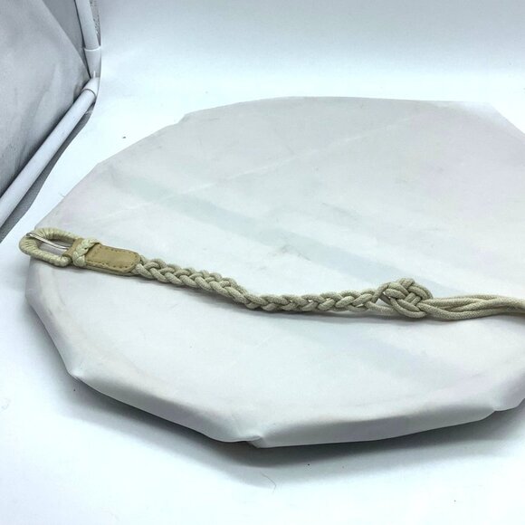 Vtg Braided Knotted Woven Skinny Belt Women Large Off White Bohemian Boho Hippie